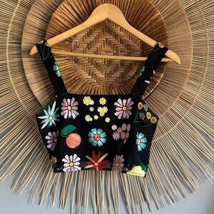 STAUD floral crop top size 2